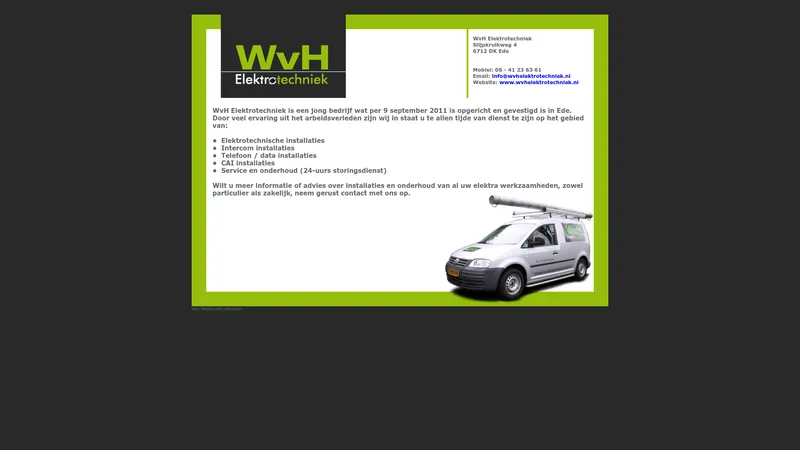 Website van Wvh Elektrotechniek