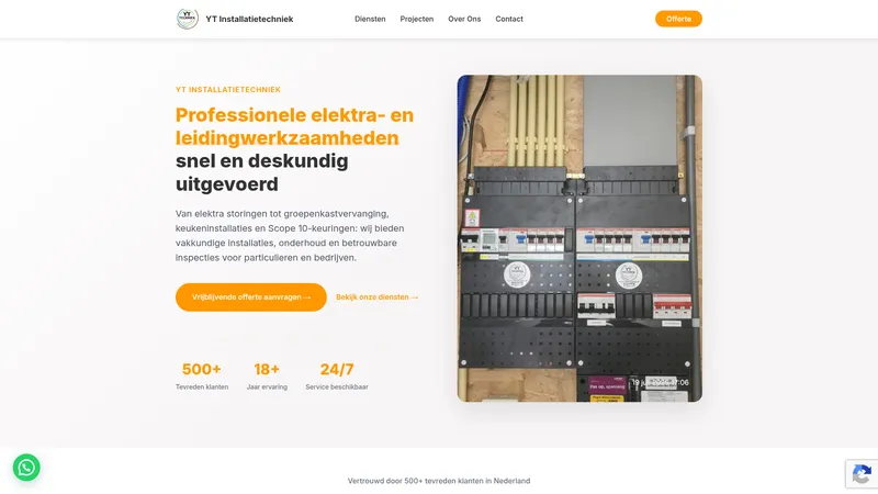 Website van YT installatietechniek bv Lelystad