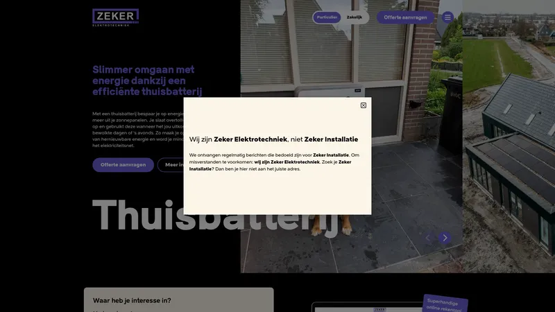 Website van Zeker Elektrotechniek