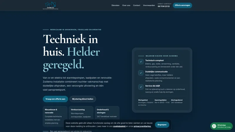 Website van Zuidema Installatie