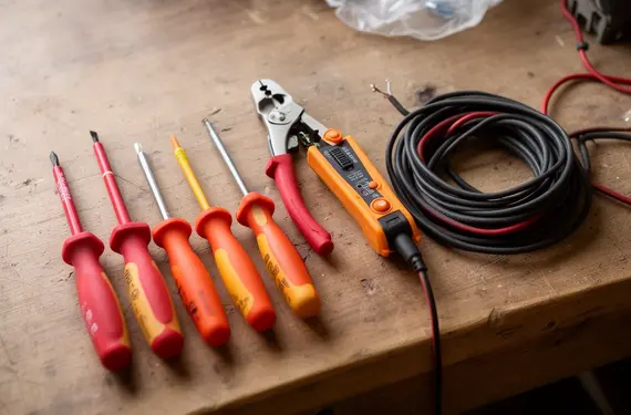 Een elektricien werkt aan een groepenkast, de werkwijze